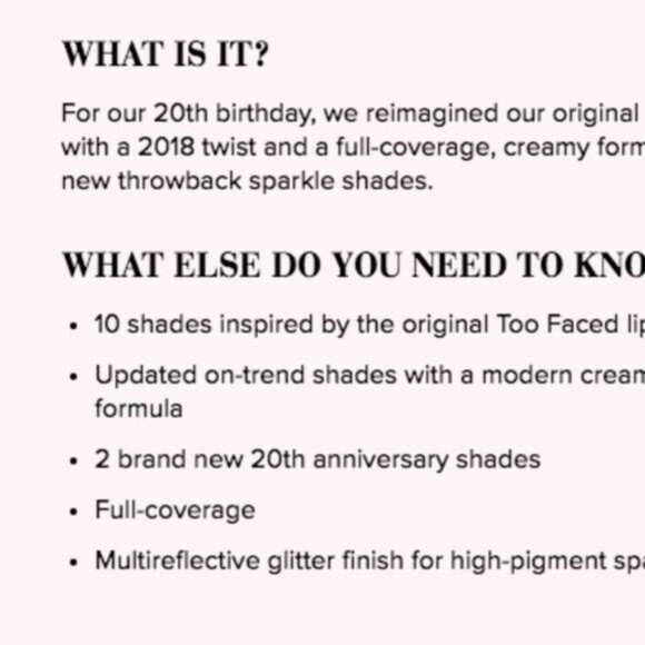 Too Faced Throwback METALLIC SPARKLE Lipstick - bionic - Picture 6 of 8